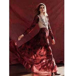 FREE PEOPLE BALI THROUGH THE FLOWERS 2 PUECE BODYSUIT SHEER SKIRT SET